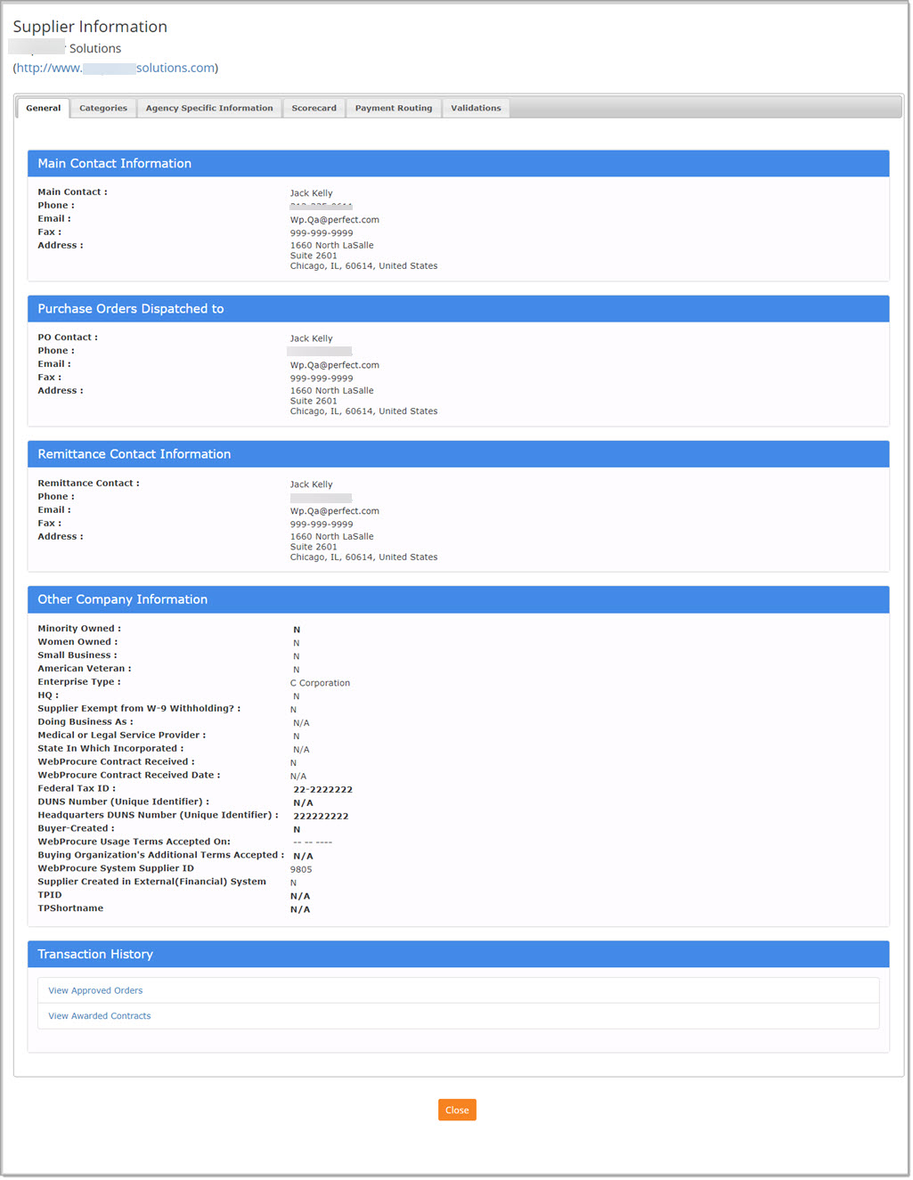 Vendor Profile